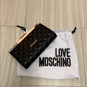 Love Moschino Quilted Clutch w/ Gold Chain